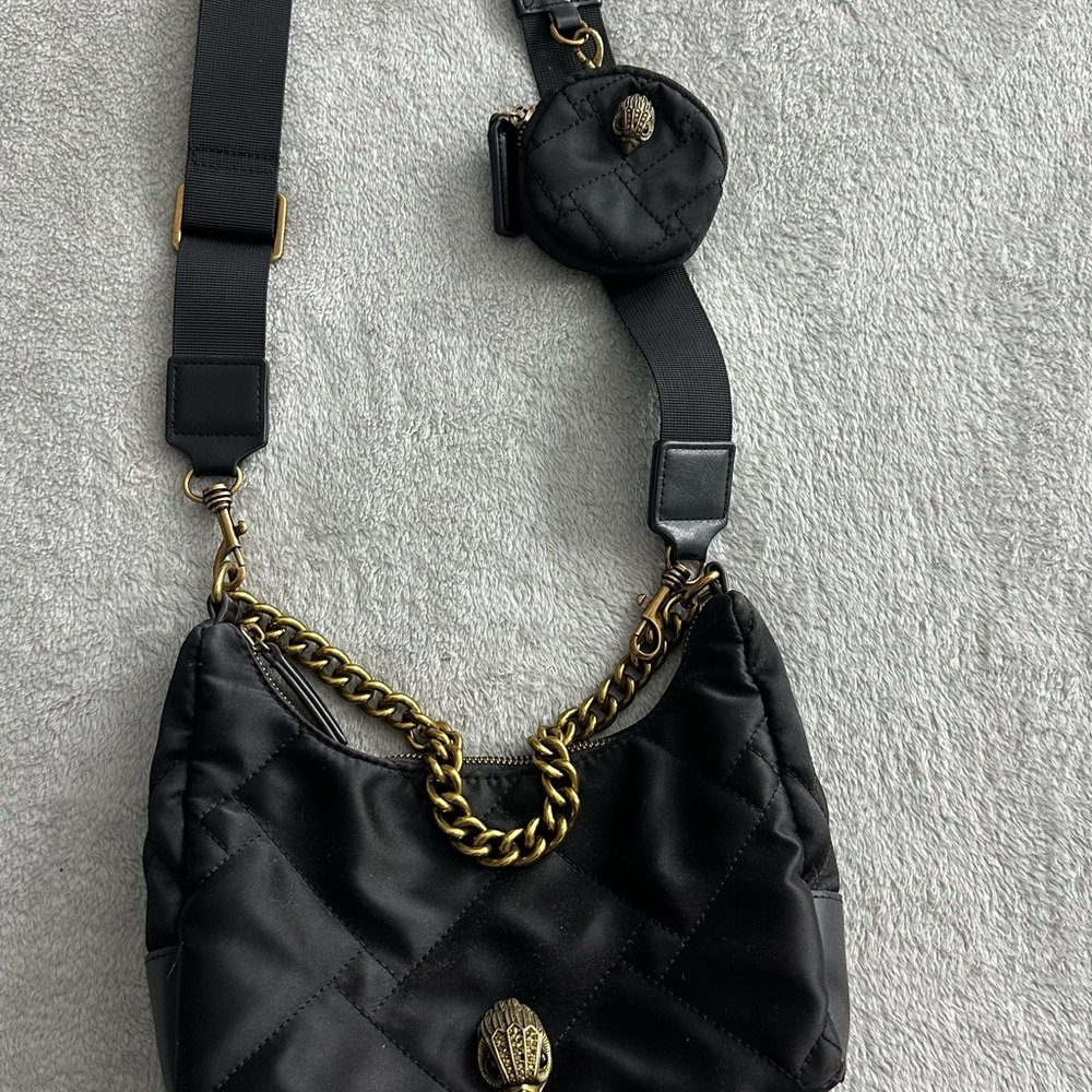 Kurt Geiger Black Quilted Crossbody Bag with Gold Chain